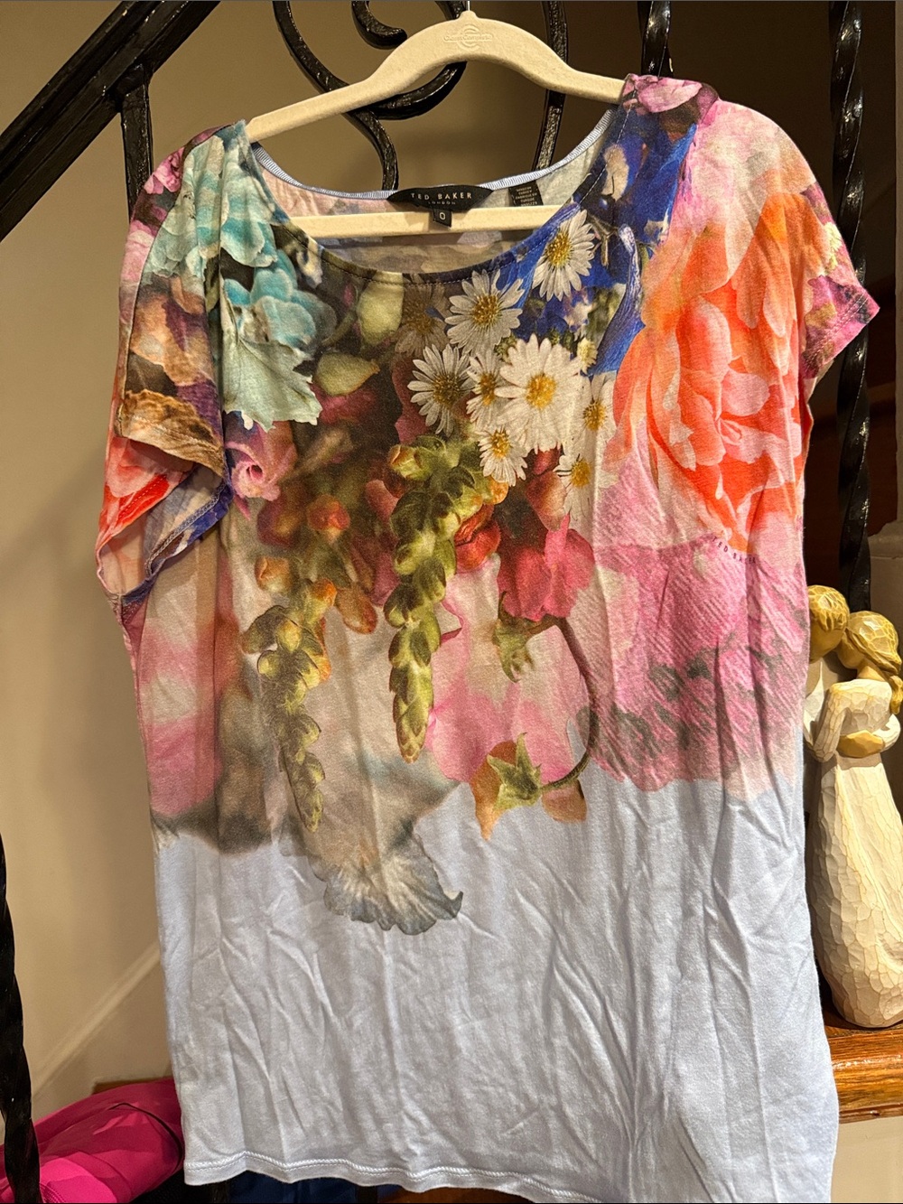 Ted Baker Floral Short Sleeve Tee in Multicolor Pastels